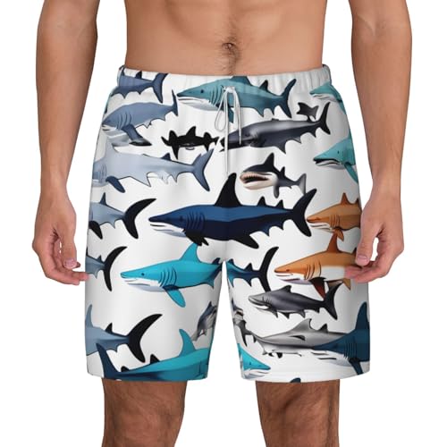 Short de bain homme séchage rapide haut de gamme doublure compression requins