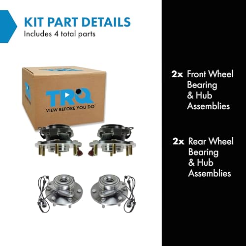 Image of TRQ 2 Piece Front Rear Wheel Bearing & Hub Assembly Set Compatible with 2004-2007 Infiniti QX56 2005-2007 Nissan Armada 2004 Pathfinder Pathfinder Armada