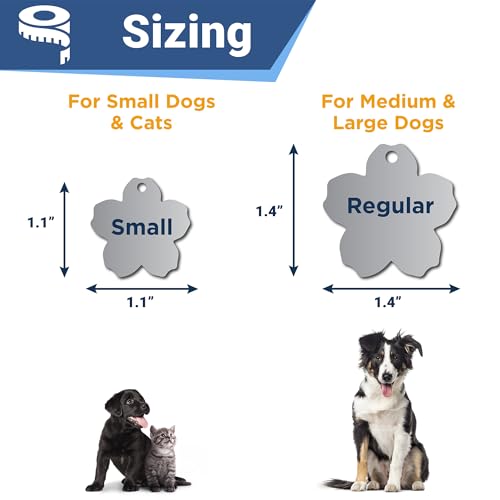 GoTags Stainless Steel Pet ID Tags, Personalized Dog Tags and Cat Tags, up to 8 Lines of Custom Text, Engraved on Both Sides, in Bone, Round, Heart, Bow Tie and More