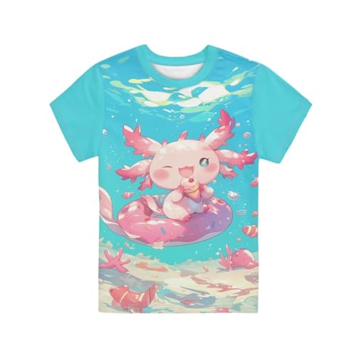 Image of Xhuibop Kids Tshirts Girls Boys 3-16 Years Summer Clothes for Teens Loose Fitting Tops