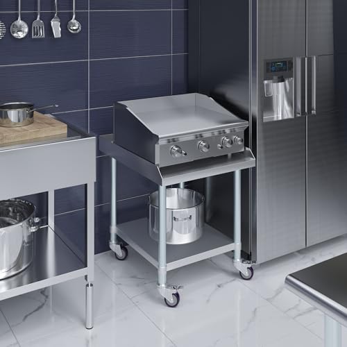 Image of AmGood Stainless Steel Equipment Stand with Undershelf + Casters, Heavy Duty, Commercial Grade, NSF Certified (30 inch Width x 24 inch Length + Casters)