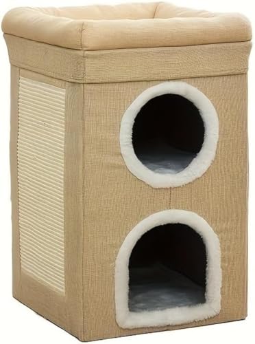 Vinebeautiful猫 こたつ 猫 ベッド 猫 ベッド 冬 3段折りたたみ式猫用コンド - コンテンポラリースタイル、柔らかいPPコットン素材、簡単組立、小さなスペースに最適