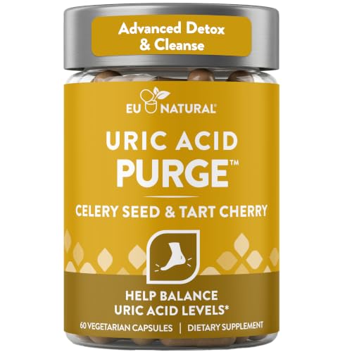 Eu Natural Purge Uric Acid Flush - Eat & Drink What You Want - Uric Acid Support for Joints & Mobility with Celery Seed Tart Cherry & Chanca Piedra - 60 Vegetarian Capsules