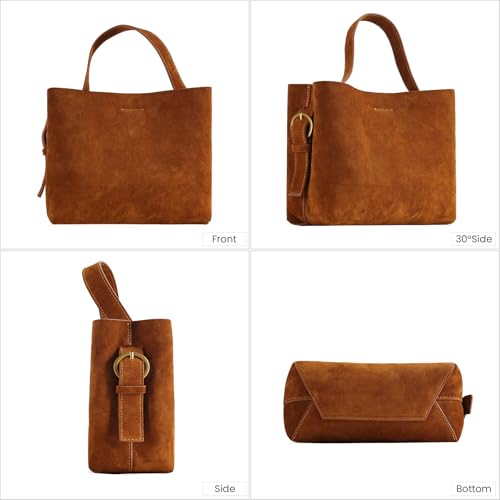 Suede Leather Purse for Women, Soft Genuine Leather Shoulder Bag with Top Handle, Crossbody Bag for Work, Elegant Handbag with Magnetic Closure, Gift for Her4