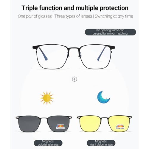 Metal Magnetic Clip On Sunglasses Polarised Yellow Night Vision Sunglasses Multifunctional Driving Glasses4