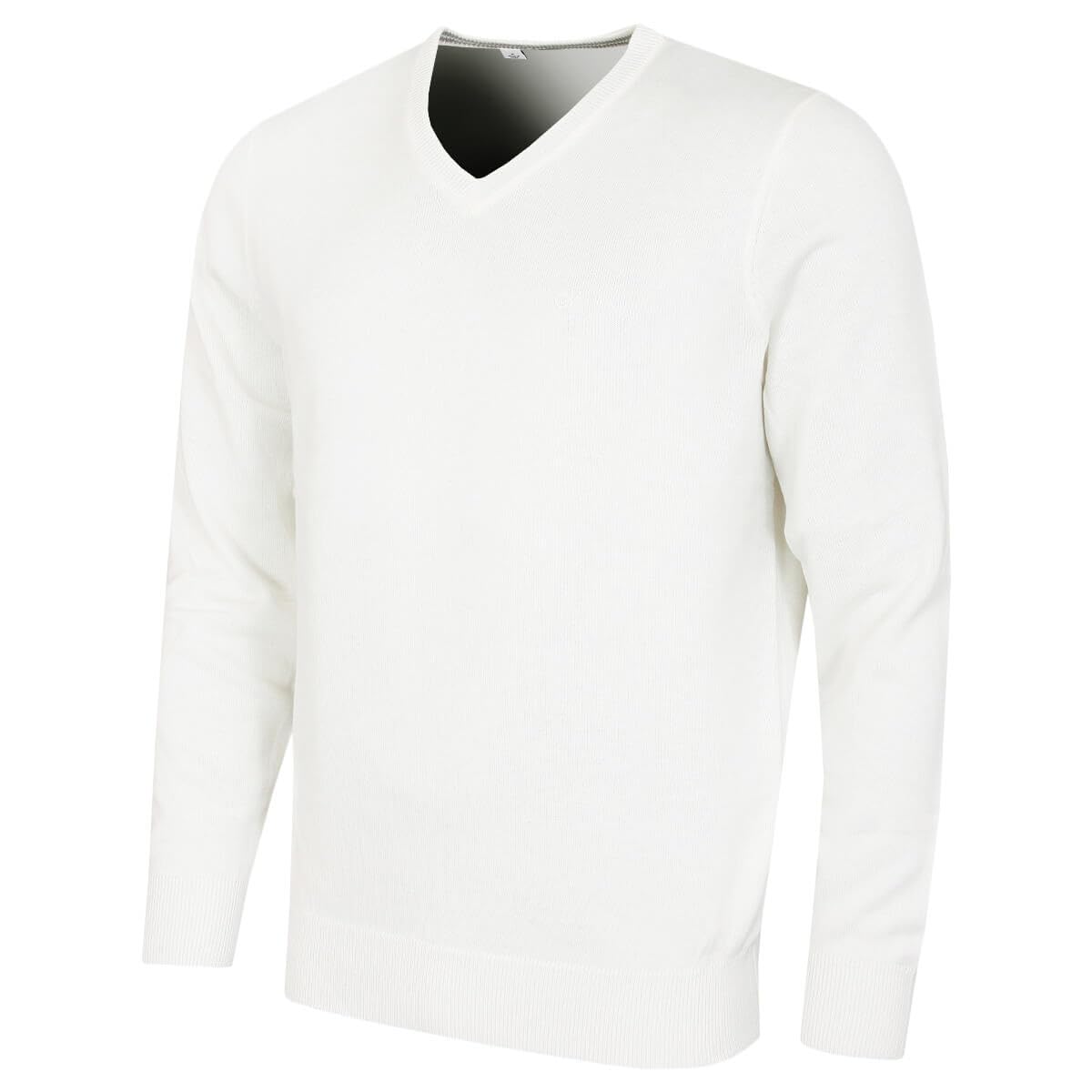 Calvin Klein Men's White V-Neck Soft Cotton Sweater - S