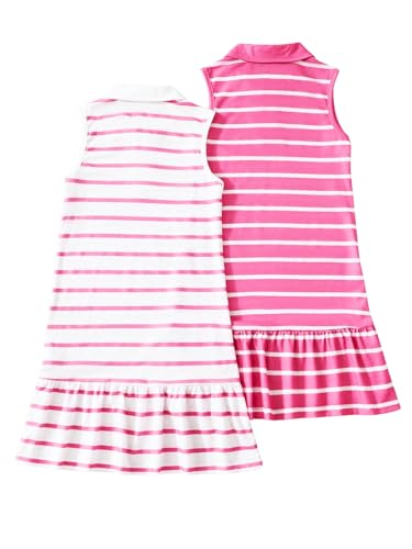 Floerns Girl's Striped Collared Neck Button Front Low Waisted Ruffle Hem Tank Dress2