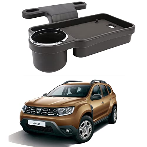 Image of Oshotto (FT-04) Foldable Car Auto Headrest Rear Back Seat Table Drink Food Cup Tray Holder Compatible with Renault Duster - Black