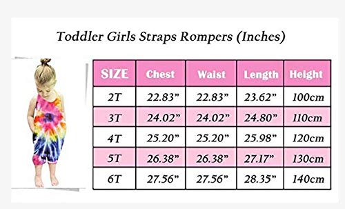 Infant Toddler Baby Girls Tie Dye Harem Straps Romper Jumpsuit Sleeveless Halter Backless Clothes Summer (Rose Red,4T) #TOP6