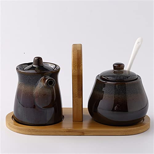 Aceiteras y Recipientes Juego de jarra de condimento japonés creativo Set de salsa de soja Pottilla de vinagre de vinagre for hogar suministros de cocina de salina de aceite combinación de tanques Dos