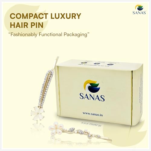 Image of Sanas Bobby Pins For Women Stylish (2Pcs) Hair Pins For Hair Styling Accessories For Woman Stylish Clips For Girls Pearl Hair Accessories For Women Wedding Accessories For Girls Trendy (2Pcs) (Golden)