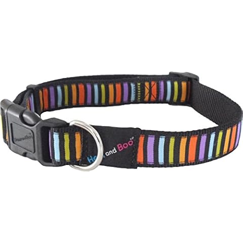 Hem & Boo BLOCK Design Adjustable Dog Collar (3/4" x 14-18"), Multi-Colour, Medium Cover
