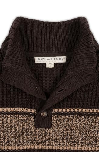 Image of Hope & Henry Boys' Mock Neck Cable Sweater with Button Placket