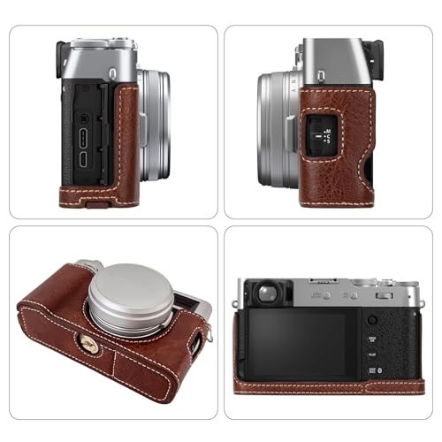 VOVMOEYA X100VI Camera Case,PU Leather Camera Half Case Compatible with Fujifilm X100VI Digital Camera, Brown - Image 3