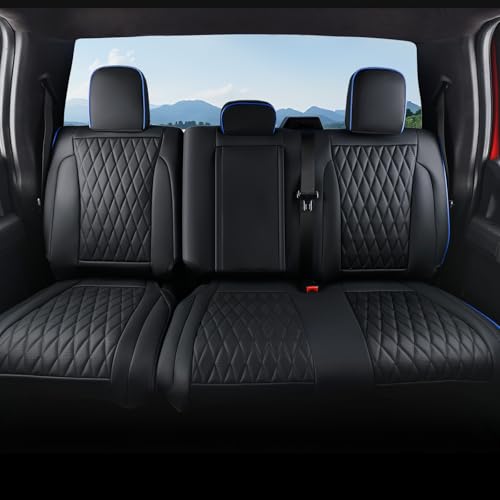 Image of Coverado Leather Rear Seat Covers Fit for Ford F150 F250 F350 F450, Waterproof Ford Truck Rear Seat Covers Fit for 2015-2026 F150 & 2017-2026 F250 F350 F450 (Blueline)