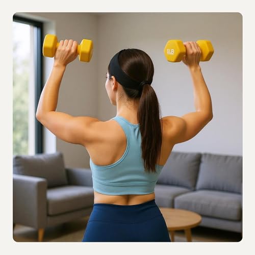 Amazon Basics Neoprene Dumbbell Hand Weights, 3.6 Kilograms, Pair, Yellow by Amazon Basics - Image 6