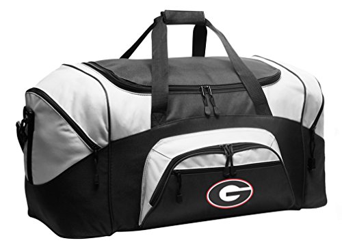 DELUXE University of Georgia Suitcase Duffel Bag or LARGE Georgia Bulldogs Gym Bag Gear Duffle (Black)