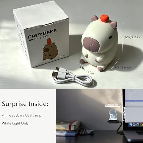 Lámpara de noche capibara silicona para niños recargable miniatura 6