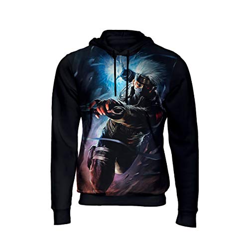 Moletom Blusa Kakashi Naruto Shippuden Anime Novidade 3d 31 Preto Cor: Preto; Tamanho: 10