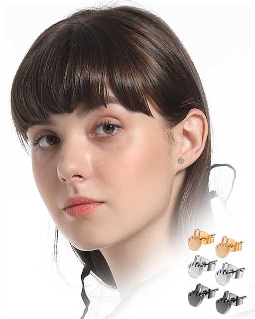 Aretes de dedo medio, 3 pares de aretes divertidos para mujer, dorados, plateados y negros para hombre 3