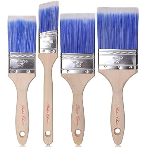 Bates Paint Brushes - 4 Pack, Treated Wood Handle, Paint Brush, Paint Brushes Set, Professional Brush Set, Trim Paint Brush, Paintbrush, Small Paint Brush, Stain Brush Cover