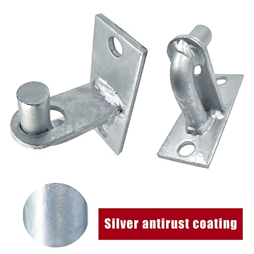 Image of 2 Pack Wall Mount Gate Hinges, Heavy Duty Chain Link Fence Gate Hinges with 5 /8 Hinge Pin for Fences & Farm Gates (Screws Not Included), Silver
