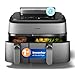 Philips Airfryer 5000 Series Dual Basket with Steam - Unique Steamfry, Steam & Airfry - 19 Ways to Cook; 9L Capacity (3L + 6L), RapidAir Plus Technology, Auto SteamClean (NA555/09)