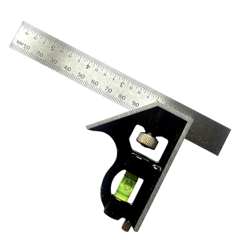 Combination Square 6-Inch Precision Combo Square with Stainless Steel Ruler Zinc Alloy Body & Bubble Level Multi-Function Measuring Tool for Woodworking Carpentry and DIY Projects