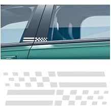 Zpana Car Checkered Flag Decal, 2PCS Waterproof Reflective Stripe Vehicle Stickers for Body Bumper, Lattice Grid Graphic Automotive Exterior Decoration, Universal for Truck SUV Sedan White