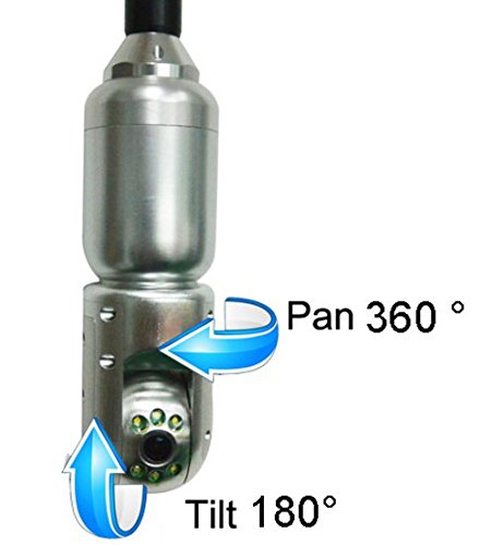 Visual pipe inspection camera system with 360 rotation head and roller skids