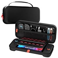 ProCase Carrying Case for Nintendo Switch 2 (2025) with 24 Game Card Slots, Hard Portable Travel Case Storage Bag Protective Pouch for 2025 Nintendo Switch 2 Console AC Adapter & Accessories -Black,L