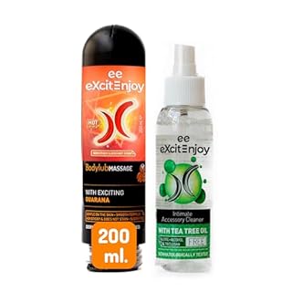 Excite Gel Lubrificante Sessuale Intimo Effetto Caldo con Guaranà e Acido Ialuronico + Spray Detergente per Accessori Intimi in Silicone con Olio di Albero del Tè | Vegano e Senza Alcohol