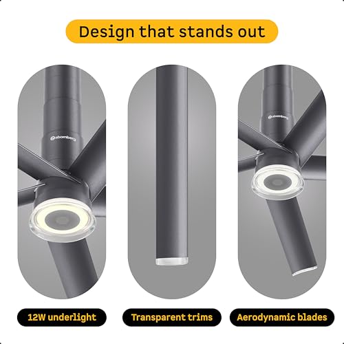 Image of atomberg Emperion Linea Smart 1250mm BLDC Ceiling Fan with IoT & Remote | | BEE 5 star | Advance Air+ Technology | Super Silent Fan | 12W Underlight | 5 Year Warranty | Lava Grey