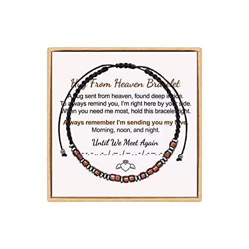 Hug from Heaven Morse Code Bracelet, Until We Meet Again Bracelets, Morse Code Bracelet Gifts to Commemorate Family, Friends, and Pets