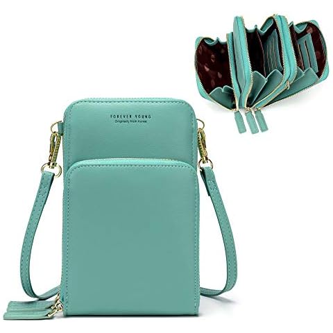 myfriday Small Crossbody Cell Phone Bag for Women, Mini Over Shoulder Handbag Purse with Credit Card Slots Cover