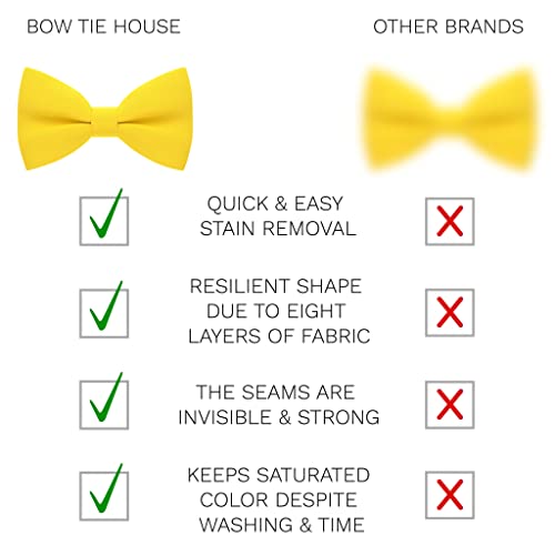 Image of Bow Tie House Mens Bowties Pre-tied Shape Clip on Bowtie Solid Men Formal Wear for kids, baby boys, toddler any age bow ties