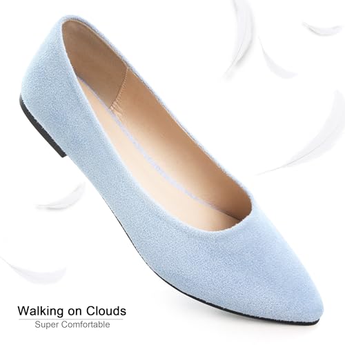 Image of Dear Time Women's Pointed Toe Ballet Flats Simple Casual Office Work Flats Slip-on Comfortable Shoes