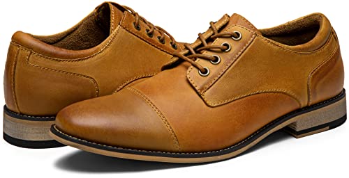 Image of Jousen Men's Dress Shoes Leather Wingtip Formal Business Oxford Shoes Brogue Retro Derby Dress Shoes for Men