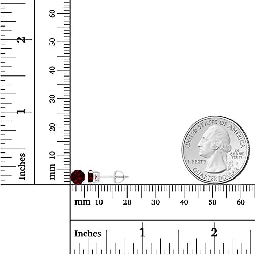 925 Sterling Silver 5Mm Round Natural Garnet January Birthstone Screwback Stud Earrings #TOP3