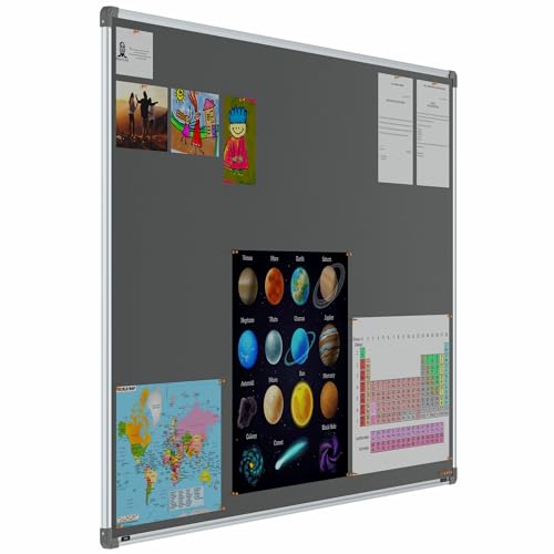 Image of Scholar Art Metis 4x6 Feet Bulletin Notice Board for Office, Home & School | Vibrant & Versatile Crape Cloth + High Density Soft Board for Pinning Photos, Sticky Notes & Reminders (Grey)