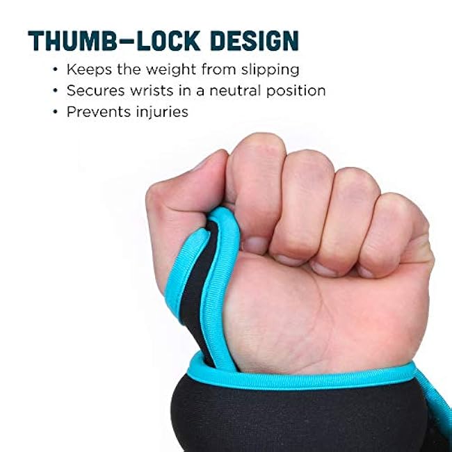 Comfecto Wrist Weights with Thumb Loops Lock, 1lb*2 2lbs*2 for Running, Strength Training, Walking, Exercises, Gym, Cardio, Men, Women