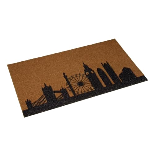 Versa Felpudo Londres, Estilo Moderno Urbano, 2x70x40 cm, Poliester, Marrón y Negro.