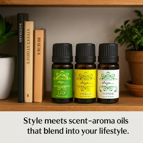 Image of Signamio 3 Pcs Essential Oil Set - Premium Reed Diffuser Fragrance Aroma Oil Collection for Home & Office - Long-Lasting Scented Essential Oil Blends for Relaxation & Wellness - Jasmin /Vanilla /Lily