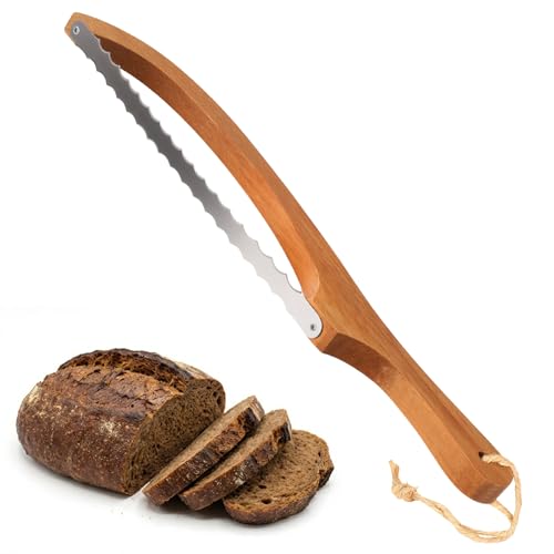 Nymblis Bread Bow Knife Stainless Steel Double Serrated Sourdough Knife