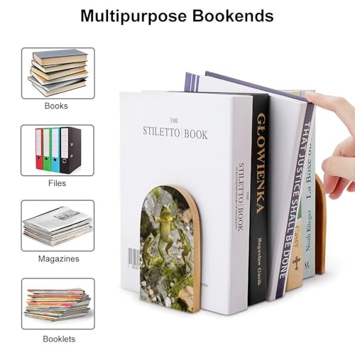 Sujetalibros de madera universal y antideslizante para estante de libros resistente 4
