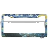 AOYEGO Van Gogh License Plate Frame Classic Arts Starry Night Farmhouse Sky Moon Back Plate Covers...