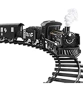 Toyvian Electric Train Set for Kids- Battery- powered Model Train with, Sounds& Lights Steam Loco...