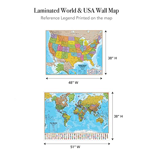 Carte des États-Unis plastifiée Hemispheres indéchirable et effaçable - 3