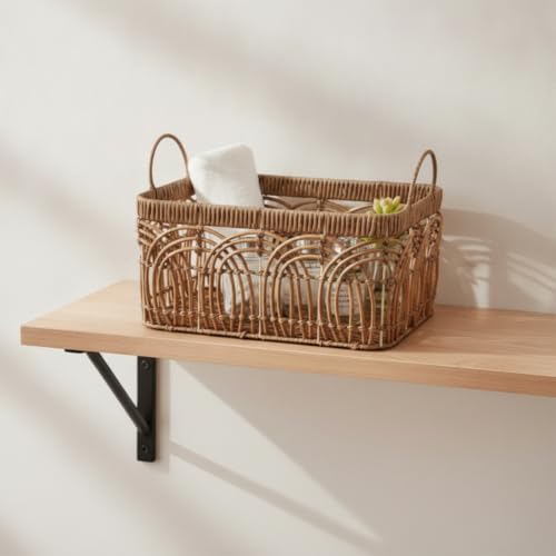 Cesta de mimbre sintético rectangular grande de 39cm para baño y cocina 7
