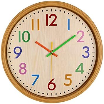 LuvBells Colorful Bamboo Wood Look ABS Plastic Abstract Wall Clock - 12 inch, Multicolour